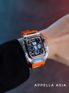 Vỏ đồng hồ Apple Watch phong cách RM/ dây Flo màu cam